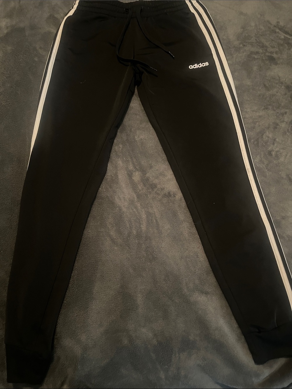 adidas Black Joggers with White Side Stripes